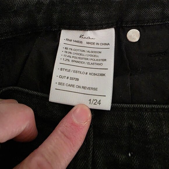 Kancan Black Raw Hem Factory Distressed Button Fly Woman's Jeans size 1 - Picture 6 of 8